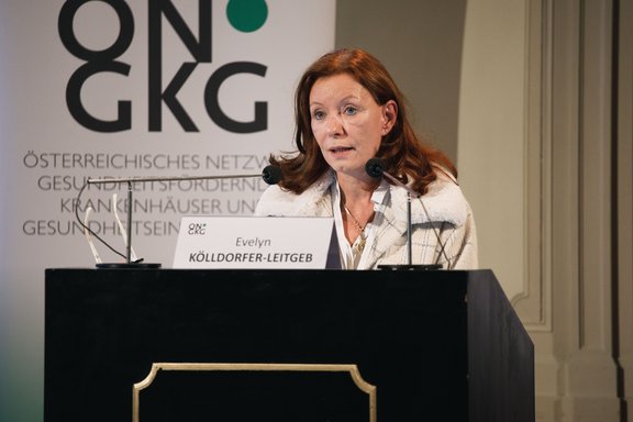 Mag.a Evelyn Kölldorfer-Leitgeb, Präsidentin des Österreichischen Netzwerks Gesundheitsfördernder Krankenhäuser und Gesundheitseinrichtungen und Generaldirektorin des Wiener Gesundheitsverbundes